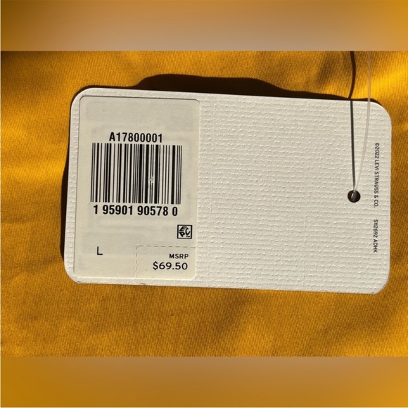 LEVI’S slight crop Junie Mutton Puff long sleeve blouse top Mustard size Large - Picture 8 of 12